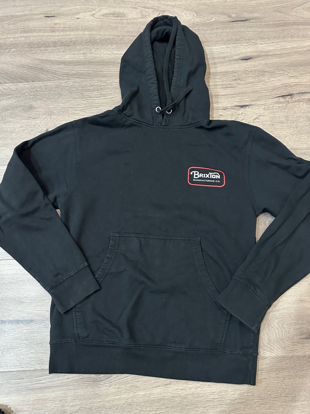 Brixton Black Hoodie with Red Logo Patch